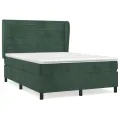 cadre de lit et matelas Vert foncé 140x200cm Velours