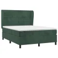 cadre de lit et matelas Vert foncé 140x200cm Velours
