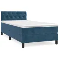 cadre de lit et matelas Bleu foncé 80x200 cm Velours