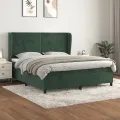 cadre de lit et matelas Vert foncé 180x200cm Velours