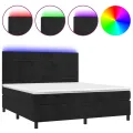 cadre de lit matelas et LED Noir 160x200 cm Velours
