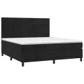 cadre de lit matelas et LED Noir 160x200 cm Velours