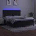 cadre de lit matelas et LED Noir 160x200 cm Velours