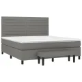 cadre de lit avec matelas Gris foncé 180x200cm Tissu