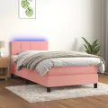 cadre de lit avec matelas et LED Rose 90x190 cm