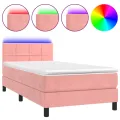 cadre de lit avec matelas et LED Rose 90x190 cm