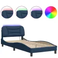 Cadre de lit avec lumières LED bleu 80x200 cm tissu