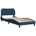 Cadre de lit avec lumières LED bleu 80x200 cm tissu