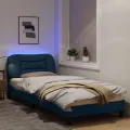 Cadre de lit avec lumières LED bleu 80x200 cm tissu