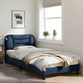 Cadre de lit avec lumières LED bleu 80x200 cm tissu
