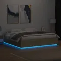 Cadre de lit avec lumières LED chêne sonoma 180x200 cm