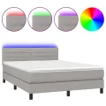 cadre de lit et matelas et LED Gris clair 140x190 cm