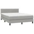 cadre de lit et matelas et LED Gris clair 140x190 cm
