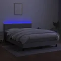 cadre de lit et matelas et LED Gris clair 140x190 cm