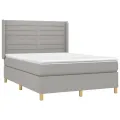 cadre de lit avec matelas Gris clair 140x190cm Tissu