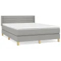 cadre de lit avec matelas Gris clair 140x190cm Tissu