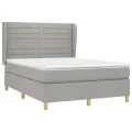 cadre de lit avec matelas Gris clair 140x190cm Tissu