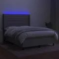 cadre de lit matelas LED Gris clair 140x190 cm Tissu
