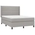 cadre de lit matelas LED Gris clair 140x190 cm Tissu