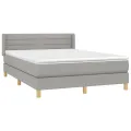 cadre de lit avec matelas Gris clair 140x200cm Tissu