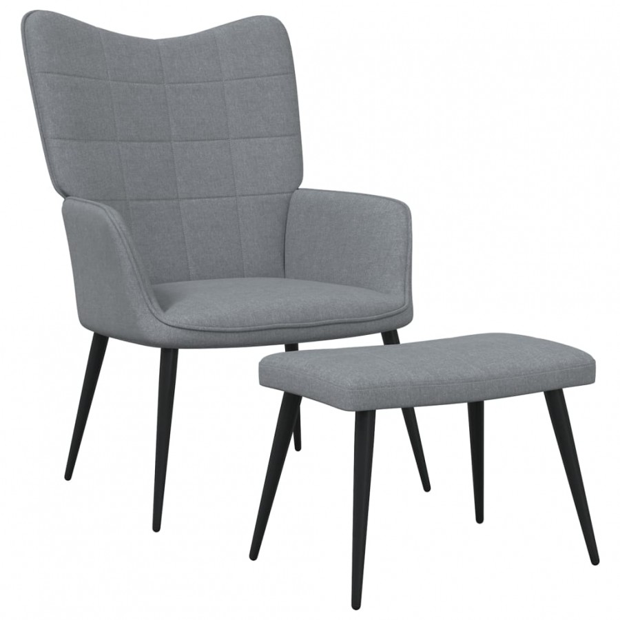 Chaise de relaxation avec tabouret Gris clair Tissu