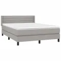 cadre de lit avec matelas Gris clair 140x190cm Tissu