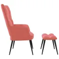 Chaise de relaxation avec repose-pied Rose Velours