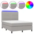 cadre de lit et matelas et LED Gris clair 140x190 cm