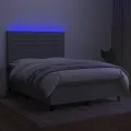 cadre de lit et matelas et LED Gris clair 140x190 cm