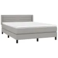 cadre de lit avec matelas Gris clair 140x200cm Tissu