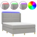 cadre de lit matelas LED Gris clair 140x190 cm Tissu