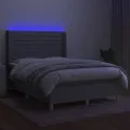 cadre de lit matelas LED Gris clair 140x190 cm Tissu