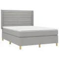 cadre de lit matelas LED Gris clair 140x190 cm Tissu