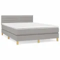 cadre de lit avec matelas Gris clair 140x200cm Tissu