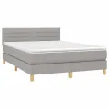 cadre de lit avec matelas Gris clair 140x200cm Tissu