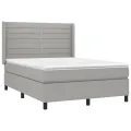cadre de lit matelas LED Gris clair 140x200 cm Tissu