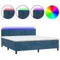 cadre de lit avec matelas LED Bleu foncé 160x200 cm