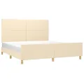 Cadre de lit avec tête de lit Crème 180 x 200 cm Tissu