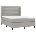 cadre de lit avec matelas Gris clair 140x190cm Tissu