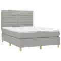 cadre de lit avec matelas Gris clair 140x190cm Tissu