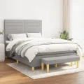 cadre de lit avec matelas Gris clair 140x200cm Tissu