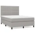 cadre de lit avec matelas Gris clair 140x200cm Tissu