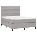 cadre de lit avec matelas Gris clair 140x200cm Tissu