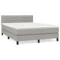 cadre de lit avec matelas Gris clair 140x190cm Tissu