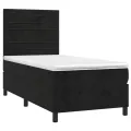 cadre de lit avec matelas LED Noir 90x190 cm Velours