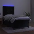 cadre de lit avec matelas LED Noir 90x190 cm Velours