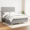 cadre de lit avec matelas Gris clair 140x200cm Tissu