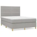 cadre de lit avec matelas Gris clair 140x200cm Tissu