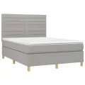 cadre de lit avec matelas Gris clair 140x200cm Tissu