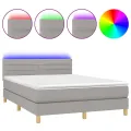 cadre de lit et matelas et LED Gris clair 140x200 cm